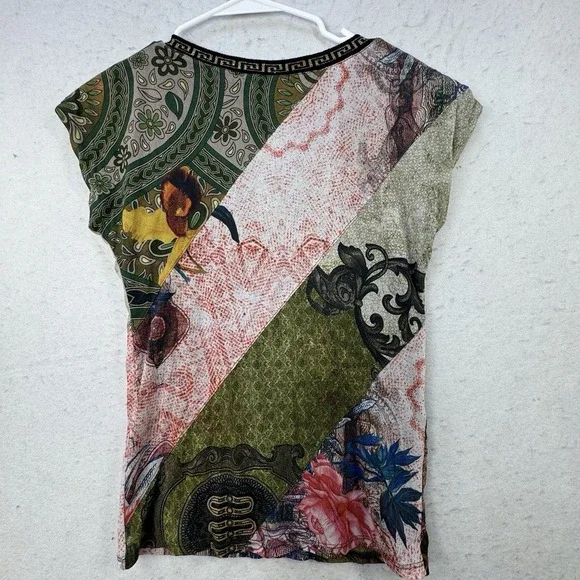 Desigual Womens Artsy Mixed Print Floral Art To Wear XS Garden Fairy Top Lined - Picture 6 of 12